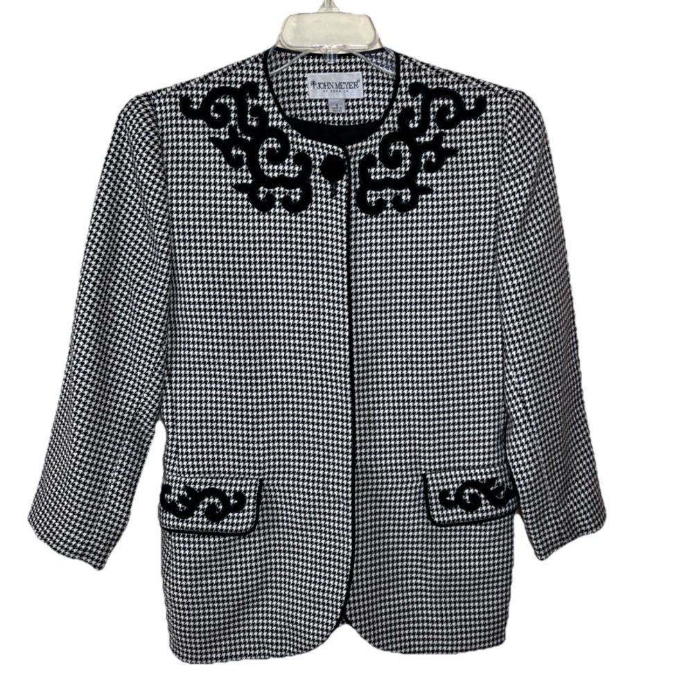 John Meyer of Norwich Size 6 Black White Houndstooth Stylish Women’s Blazer